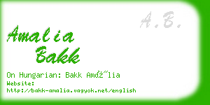 amalia bakk business card